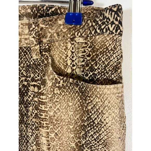 Ralph Lauren Pant Women 10 Brown Snakeskin Straight Ankle Neutral Mob Wife 80s - Picture 8 of 16